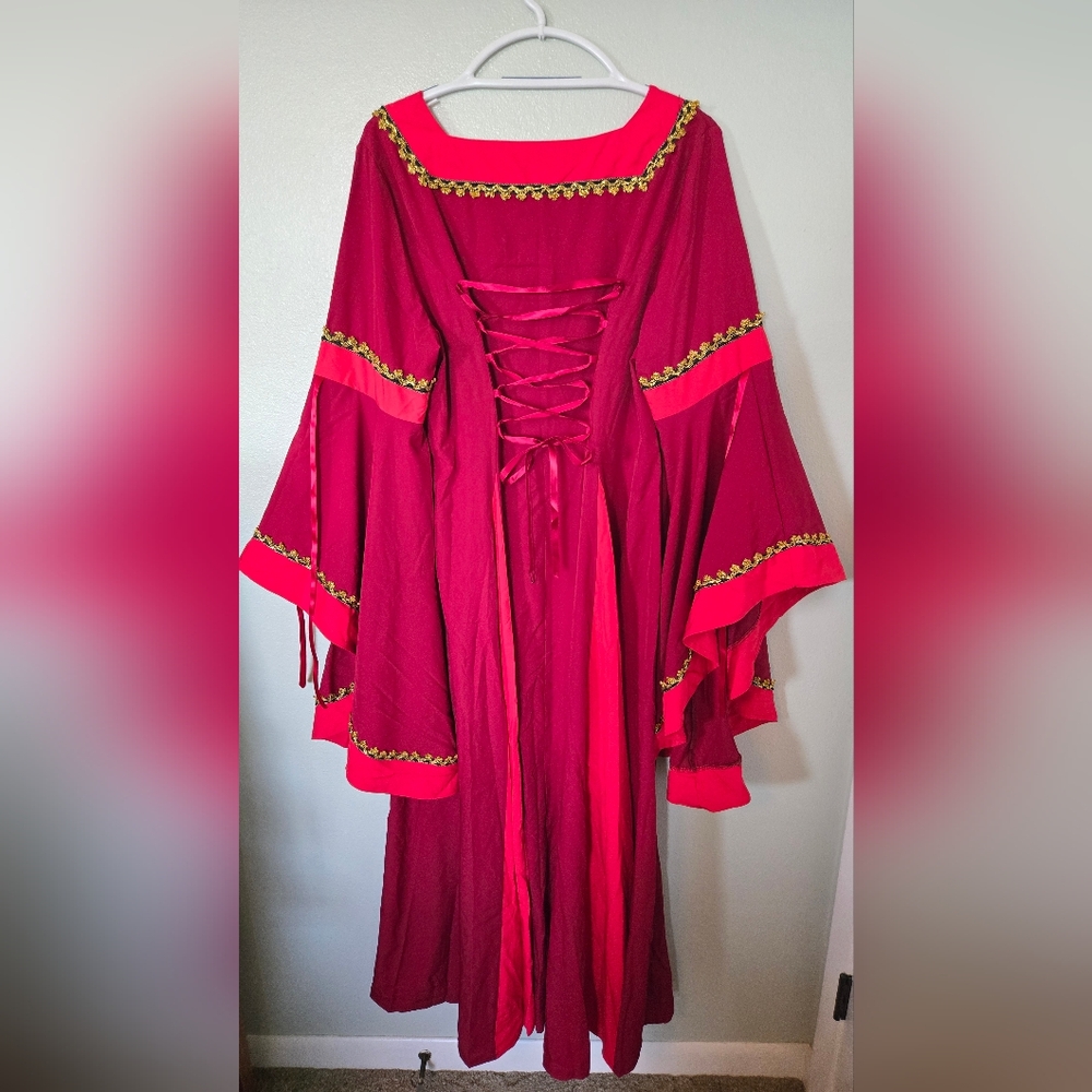 Renaissance Medieval Cosplay Red Dress Costume Size XL - Picture 2 of 7